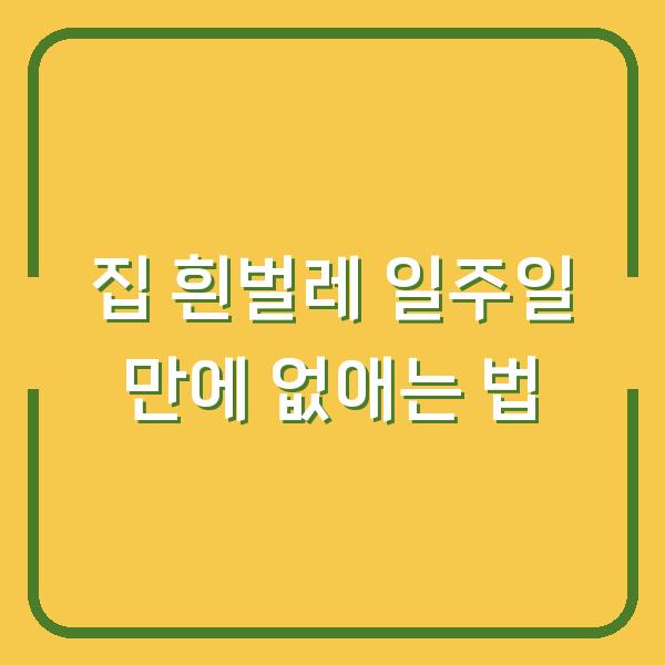 집 흰벌레 일주일 만에 없애는 법