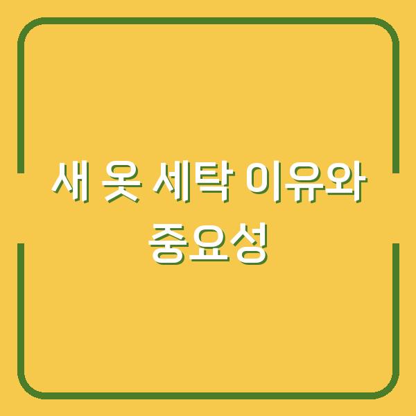 새 옷 세탁 이유와 중요성