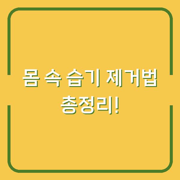 몸 속 습기 제거법 총정리!