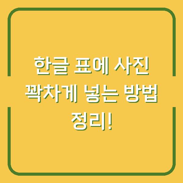 한글 표에 사진 꽉차게 넣는 방법 정리!