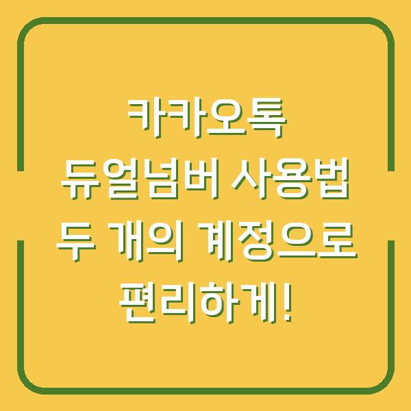 카카오톡 듀얼넘버 사용법 두 개의 계정으로 편리하게!
