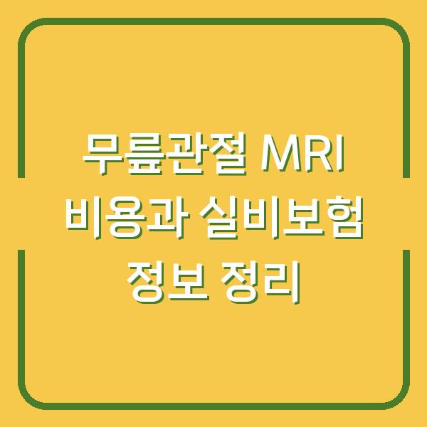 무릎관절 MRI 비용과 실비보험 정보 정리