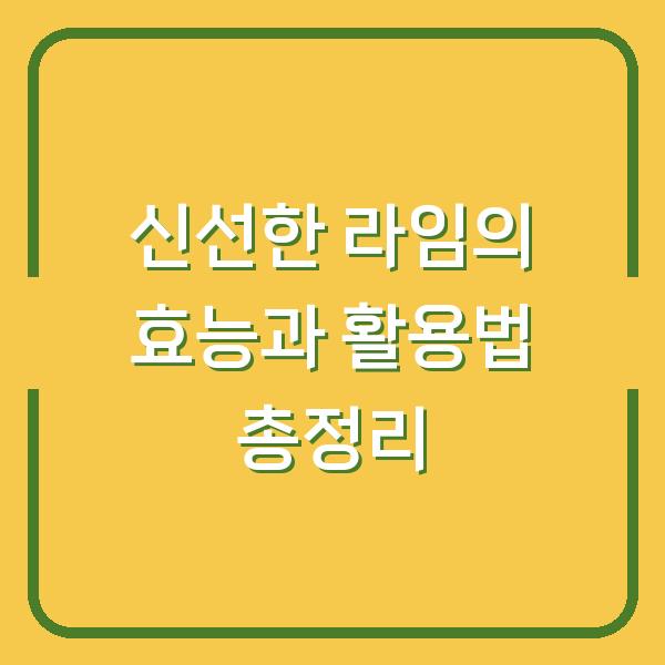 신선한 라임의 효능과 활용법 총정리