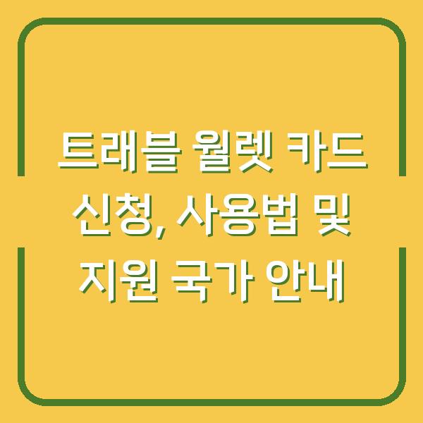 트래블 월렛 카드 신청, 사용법 및 지원 국가 안내