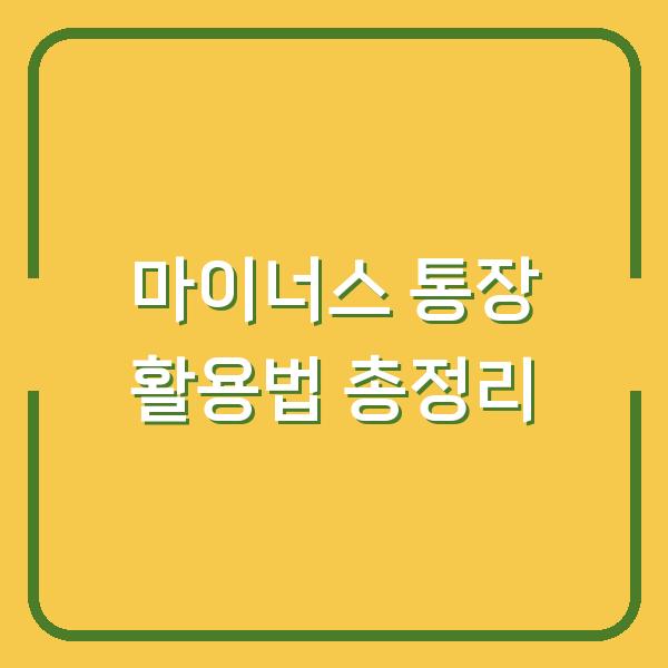 마이너스 통장 활용법 총정리