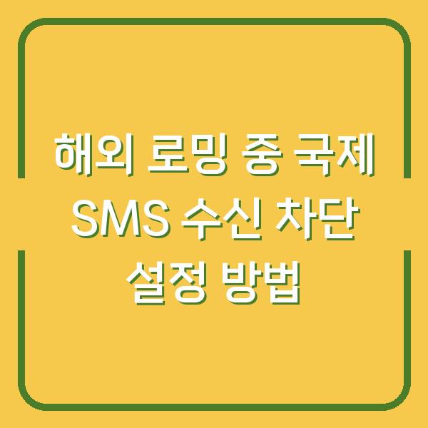 해외 로밍 중 국제 SMS 수신 차단 설정 방법
