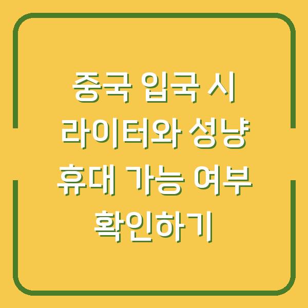 중국 입국 시 라이터와 성냥 휴대 가능 여부 확인하기