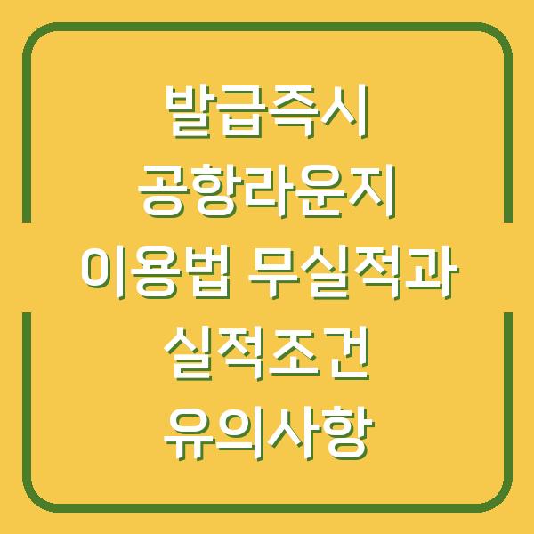 발급즉시 공항라운지 이용법 무실적과 실적조건 유의사항