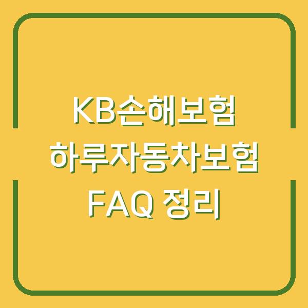KB손해보험 하루자동차보험 FAQ 정리