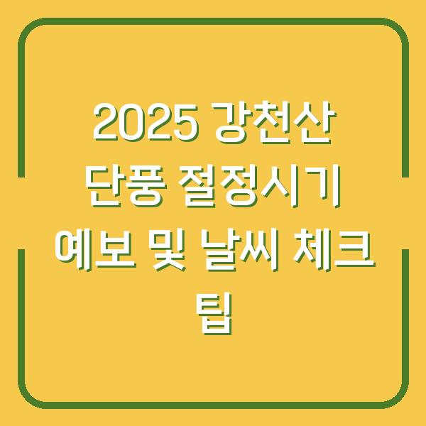 2025 강천산 단풍 절정시기 예보 및 날씨 체크 팁