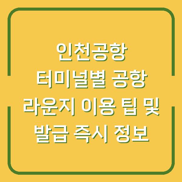 인천공항 터미널별 공항 라운지 이용 팁 및 발급 즉시 정보