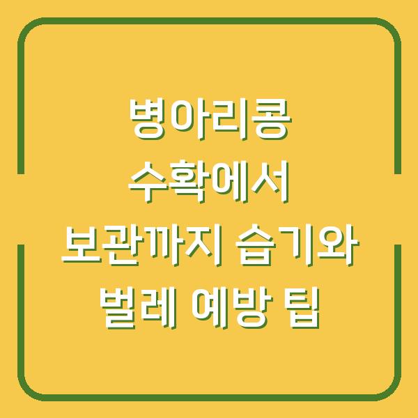 병아리콩 수확에서 보관까지 습기와 벌레 예방 팁