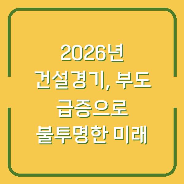 2026년 건설경기, 부도 급증으로 불투명한 미래