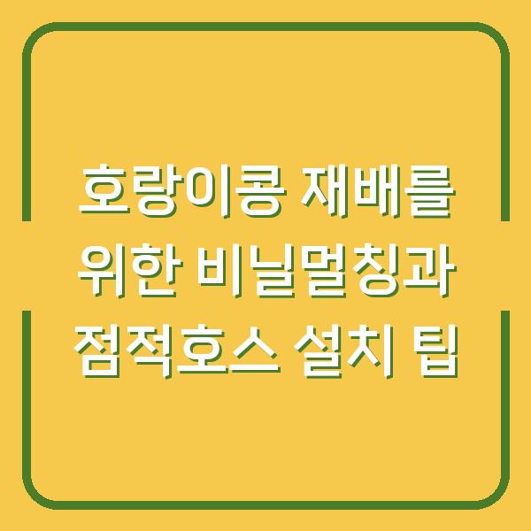 호랑이콩 재배를 위한 비닐멀칭과 점적호스 설치 팁