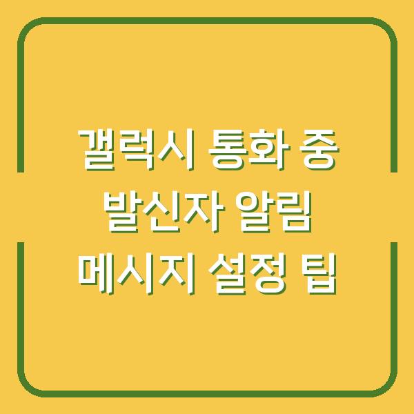 갤럭시 통화 중 발신자 알림 메시지 설정 팁