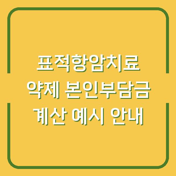 표적항암치료 약제 본인부담금 계산 예시 안내
