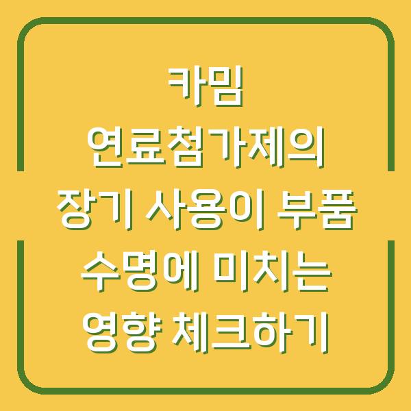 카밈 연료첨가제의 장기 사용이 부품 수명에 미치는 영향 체크하기