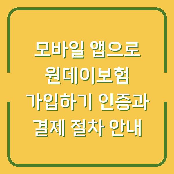 모바일 앱으로 원데이보험 가입하기 인증과 결제 절차 안내