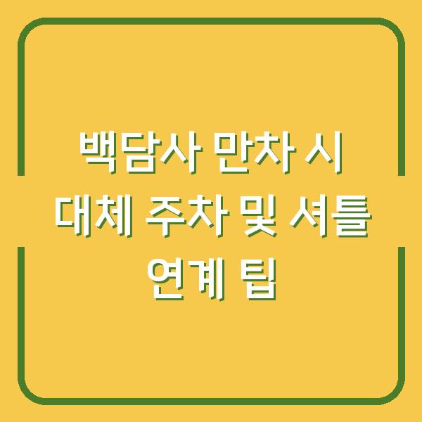 백담사 만차 시 대체 주차 및 셔틀 연계 팁