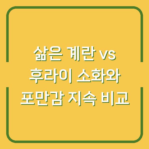 삶은 계란 vs 후라이 소화와 포만감 지속 비교