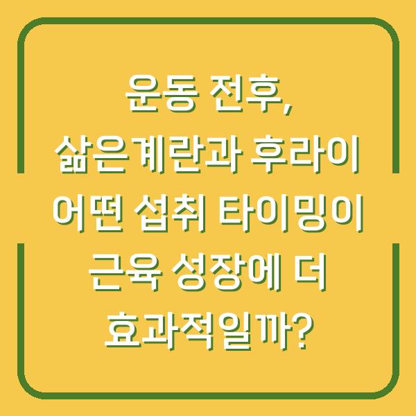 운동 전후, 삶은계란과 후라이 어떤 섭취 타이밍이 근육 성장에 더 효과적일까?