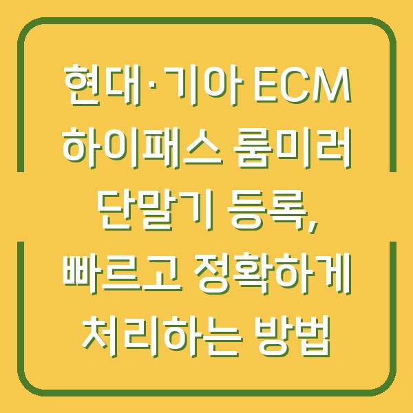 현대·기아 ECM 하이패스 룸미러 단말기 등록, 빠르고 정확하게 처리하는 방법