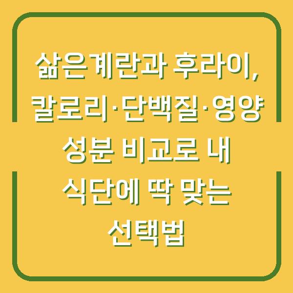 삶은계란과 후라이, 칼로리·단백질·영양 성분 비교로 내 식단에 딱 맞는 선택법