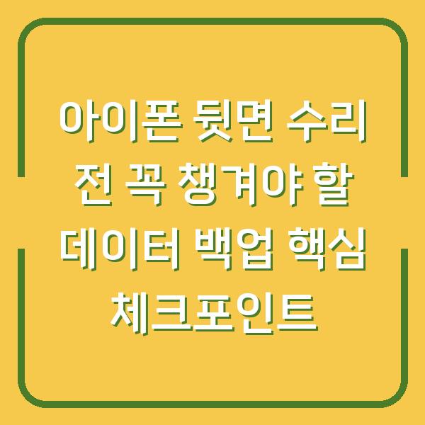 아이폰 뒷면 수리 전 꼭 챙겨야 할 데이터 백업 핵심 체크포인트
