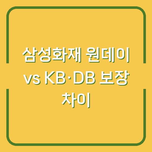 삼성화재 원데이 vs KB·DB, 실제 보장 차이 3가지 | 내게 맞는 선택은?