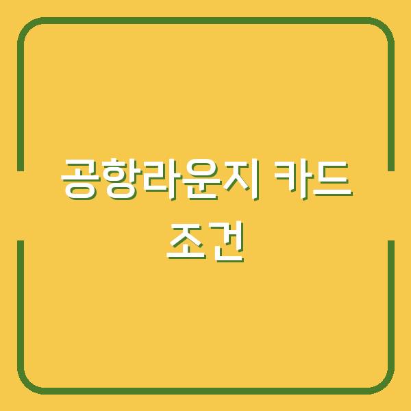 발급 즉시 공항라운지 이용 가능한 카드, 무실적 조건과 꼭 확인할 실적 유의사항