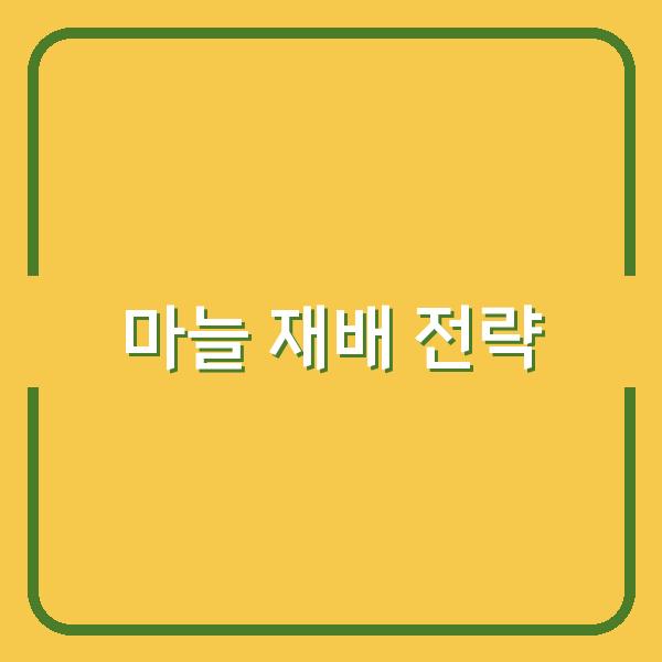 한지형·난지형 마늘 심는 시기와 재배법, 수확량 높이는 실전 전략