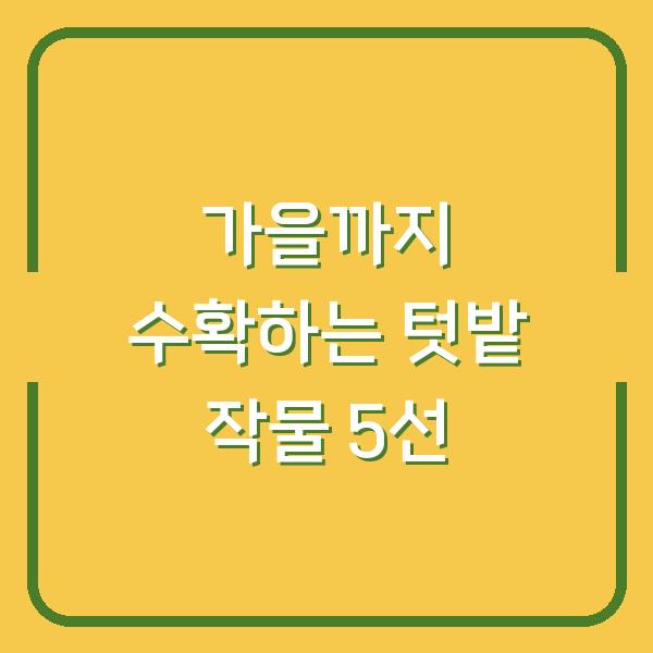 2026년 5월 텃밭에 심으면 가을까지 수확하는 작물 5가지
