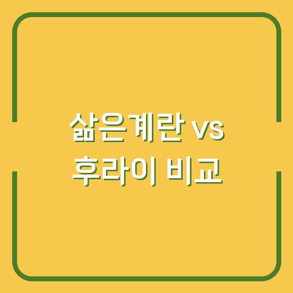 삶은계란이 vs 후라이 당신의 선택은? 영양·칼로리·조리시간 비교