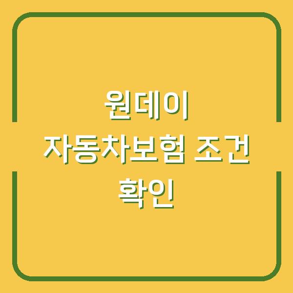 하나손해보험 원데이 자동차보험 내 차종과 연령대도 가입 조건에 딱 맞을까?