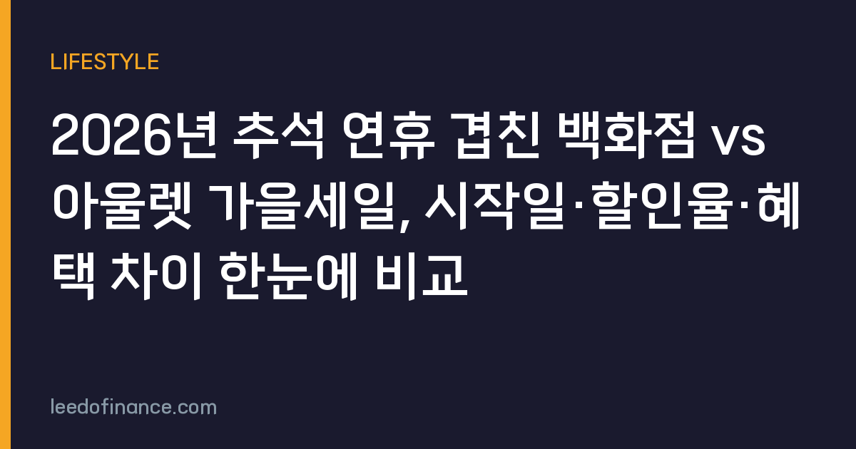 2026년 추석 연휴 겹친 백화점 vs 아울렛 가을세일, 시작일·할인율·혜택 차이 한눈에 비교