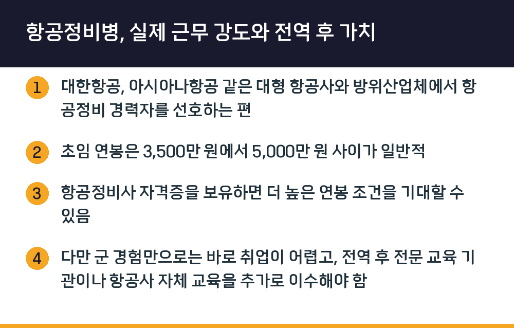 항공정비병, 실제 근무 강도와 전역 후 가치